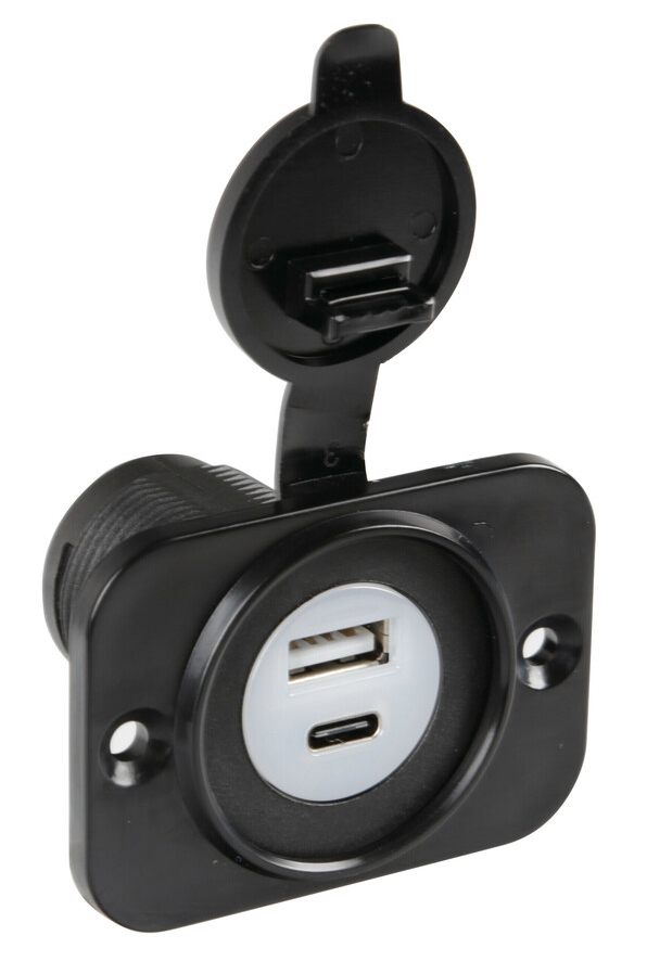 Vestavná zásuvka USB A + USB C, 12/24V