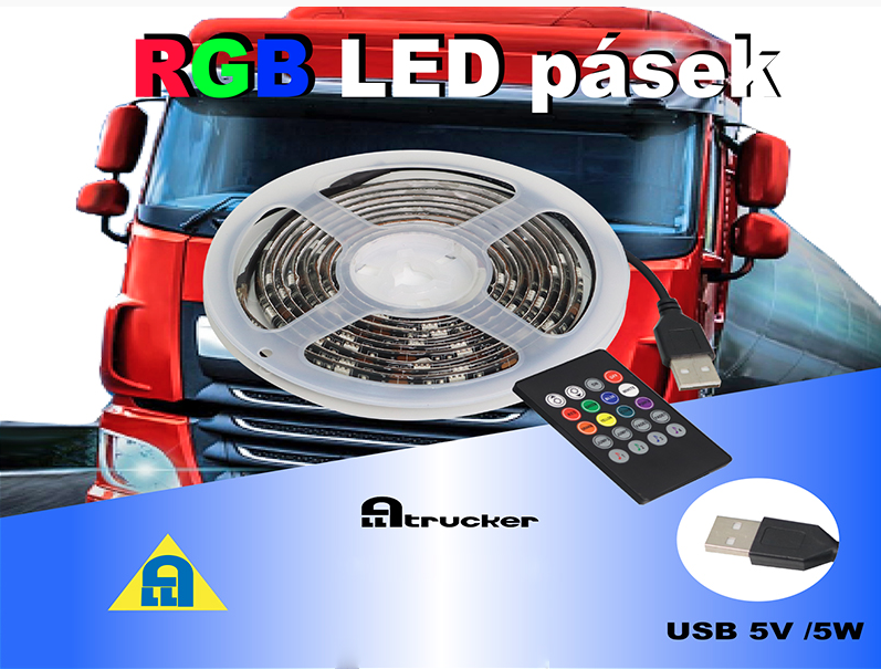 Světelný RGB LED pásek SONG - 200cm, 60LED, USB 5V