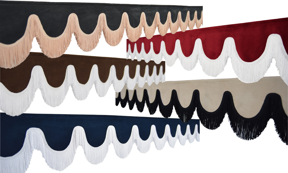 Bordura nad přední okno (třásně) – vlastní barevná kombinace