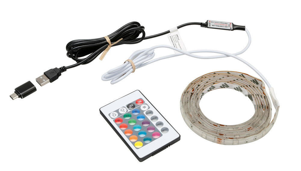 RGB barevný LED pásek, USB – 200 cm