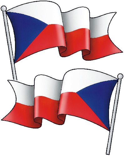 Samolepka Česká vlajka rozevlátá se stožárem