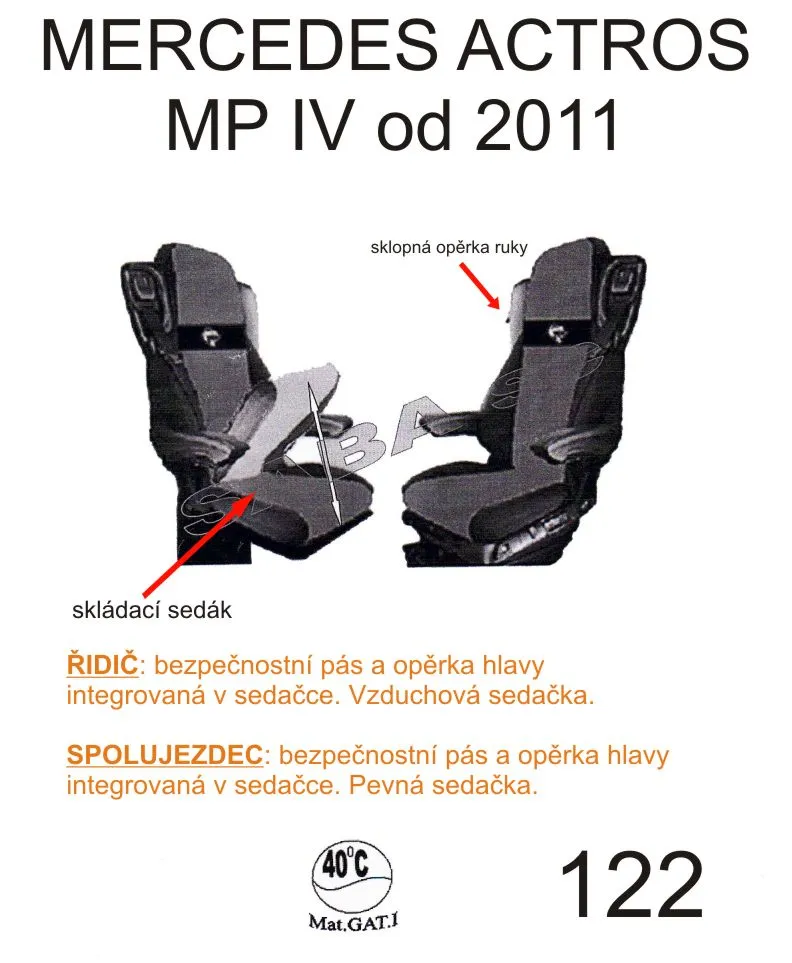 Potahy sedadel MERCEDES č.122 - manšestr