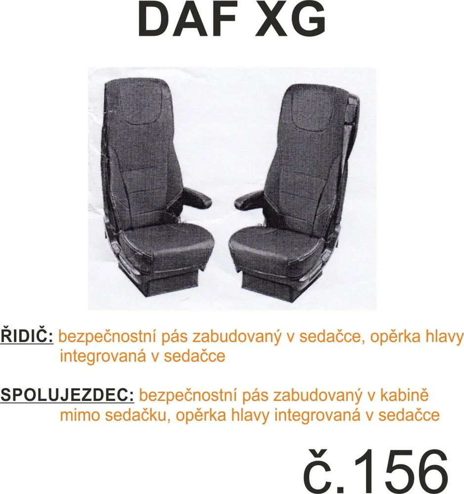 Potahy sedadel DAF XF, XG (1 pás) č.156 – manšestr