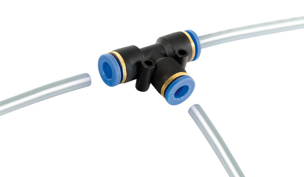 Vzduchová spojka typ T, Ø 6 mm - plast