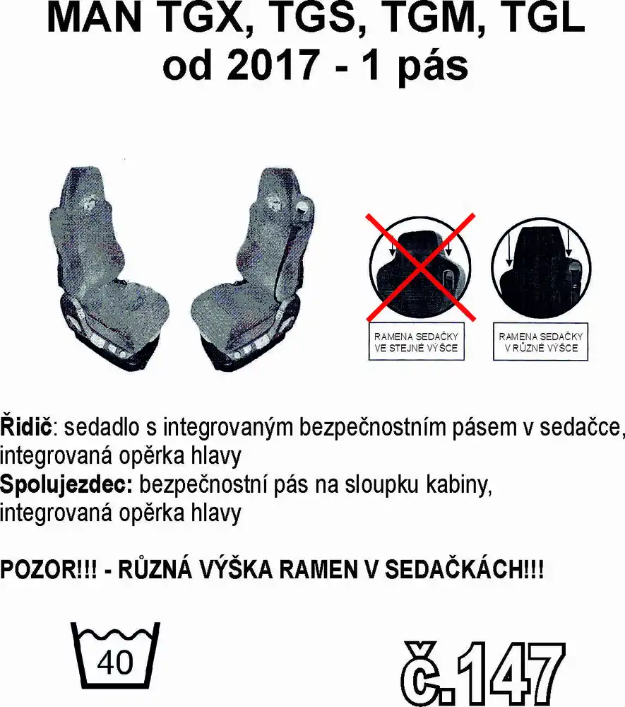 Potahy sedadel MAN č.147 – manšestr