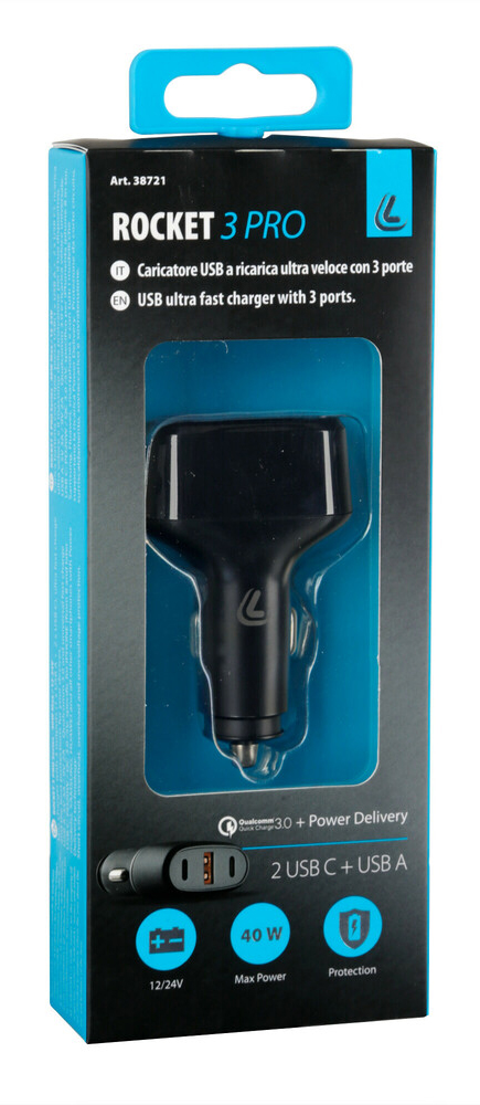 Nabíječka ROCKET 3PRO, 1x USB A, 2x USB C, 40W