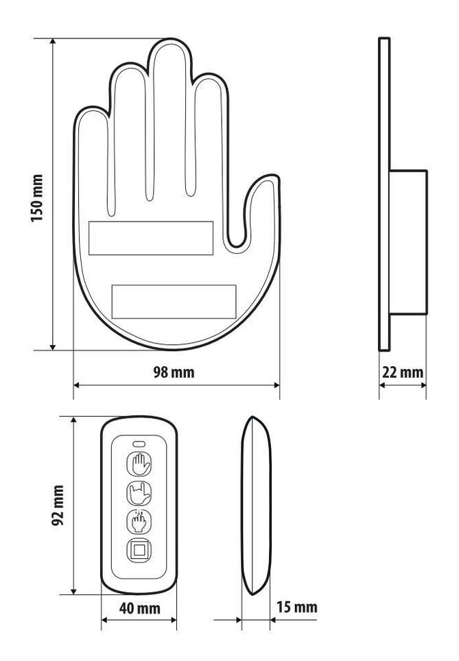 LED ruka s gesty