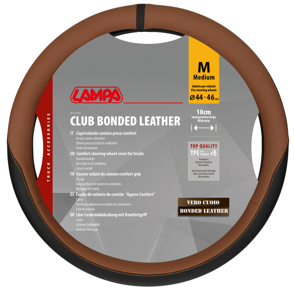 Potah na volant 44-46 cm, kožený - hnědý