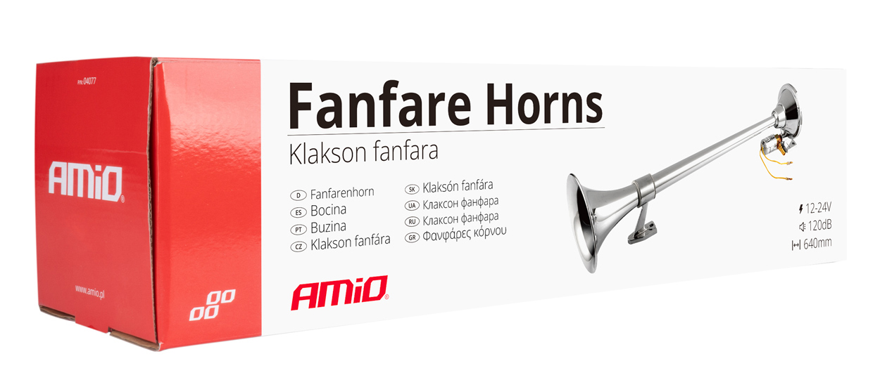 Vzduchový klakson chrom 64cm 12-24V