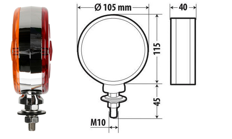 Loki-Star LED světlo, 12/24V - červeno/oranžové
