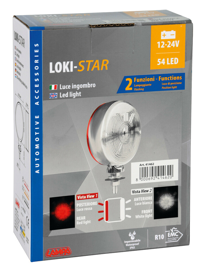 Loki-Star LED světlo, 12/24V - červeno/bílé