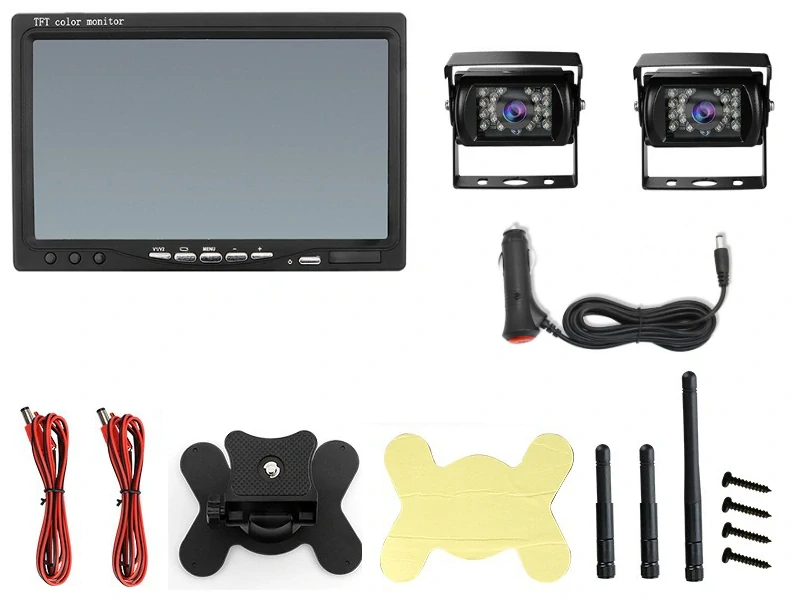 Bezdrátový digitální parkovací a couvací set s dvěma kamerami a monitorem 7", 12-24V